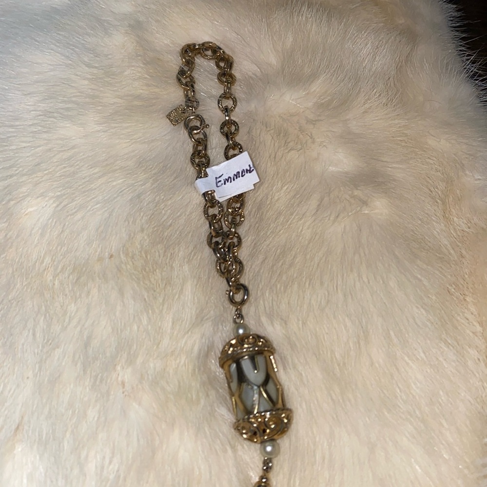 Vintage Emmons mother of pearl lantern charm bracelet